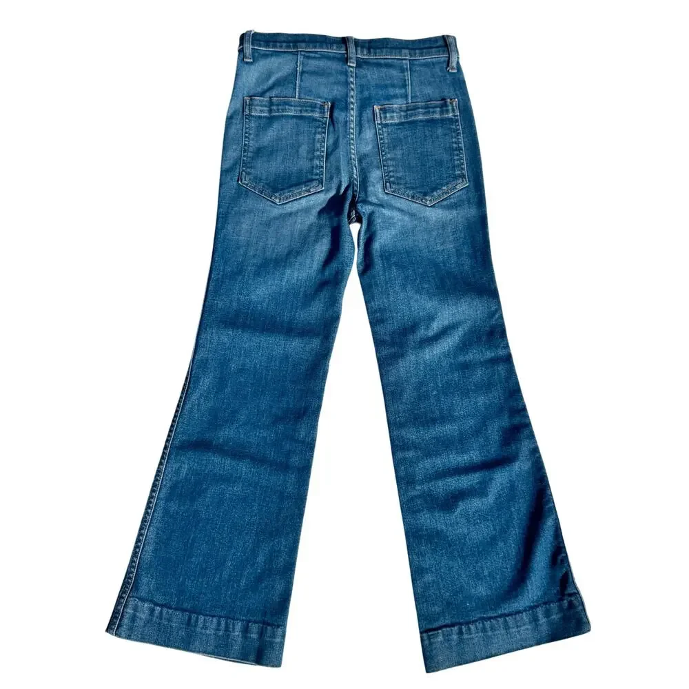 The Great. Sea Wide Leg High Rise Crop Jeans Women’s 26 Retro Boho Coastal Euro - Picture 3 of 15